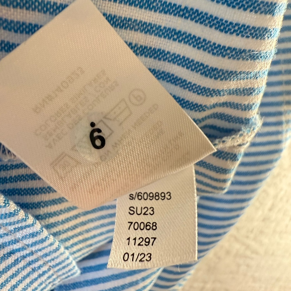 Loft Linen blend Striped One-Shoulder Top Blue White Women’s Size Large - Picture 12 of 12